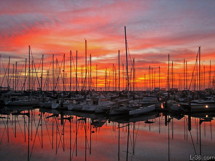 Sunrise at Brisbane Marina at Sierra Point, San Francisco Bay