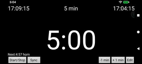 RC Timer main screen in five-minute Timer mode