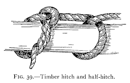 Illustration: FIG. 39.—Timber hitch and half-hitch.
