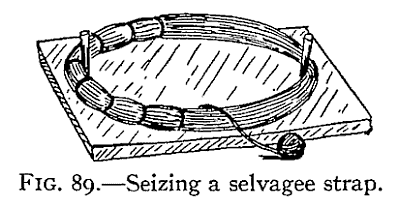 Illustration: FIG. 89.—Seizing a selvagee strap.