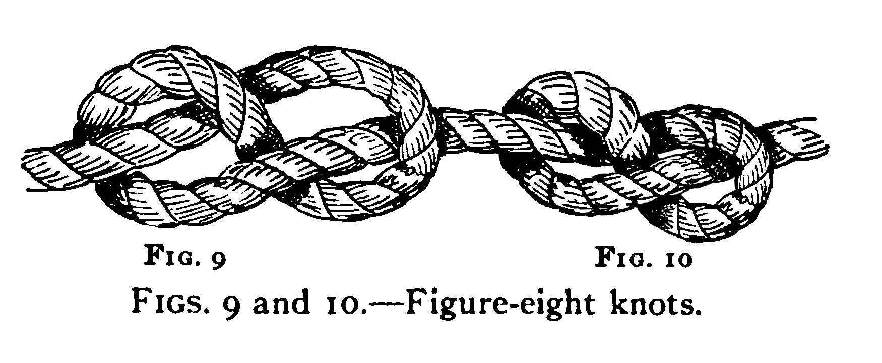 Illustration: FIGS. Corrected fig 9 and 10;Figure-eight knots.