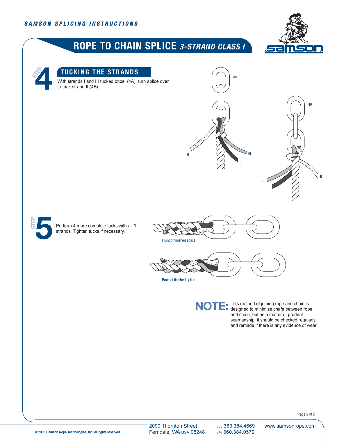 Class 1 3 Strand Rope To Chain Splice