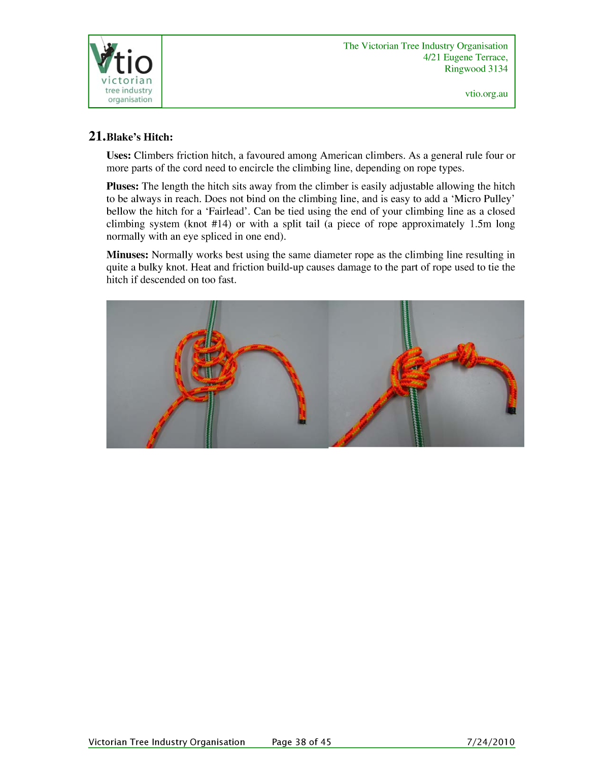 Knots for Arboriculture