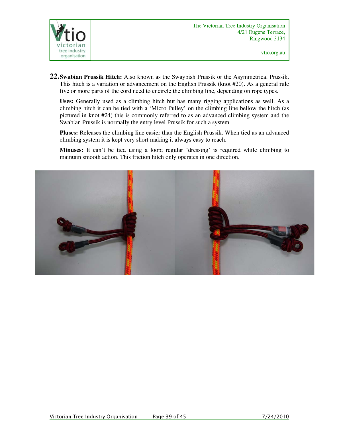 Knots for Arboriculture