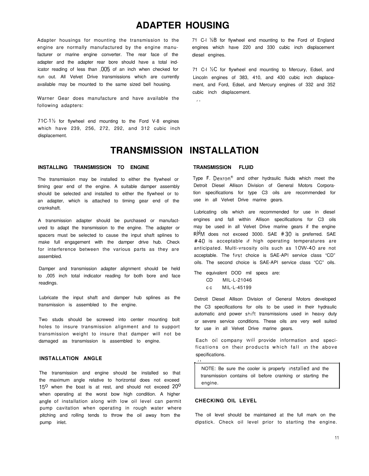 Borg Warner Velvet Drive Marine Installation
