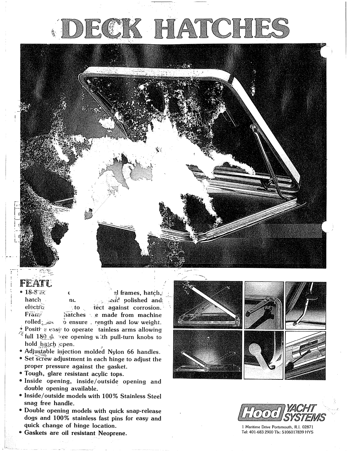 Hood. Yacht. Systems Hatches. Ports