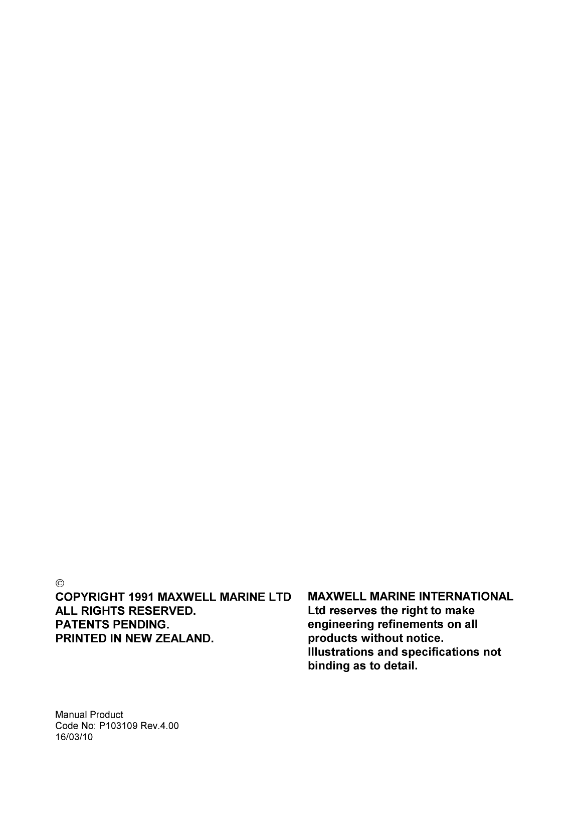 Maxwell Marine 1500 Hwc Windlass Manual