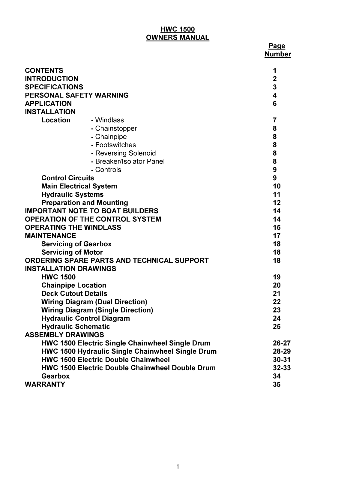 Maxwell Marine 1500 Hwc Windlass Manual