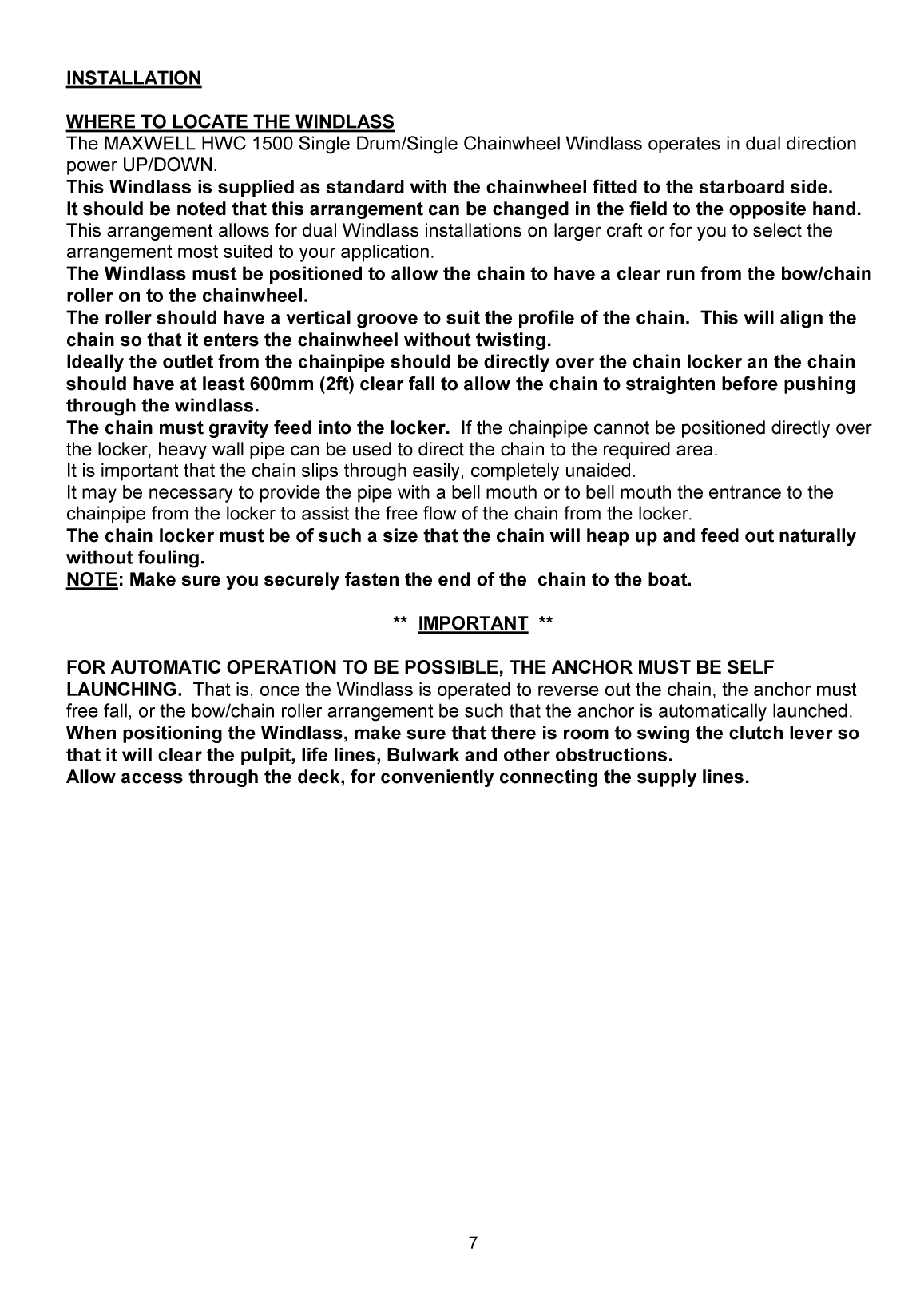 Maxwell Marine 1500 Hwc Windlass Manual