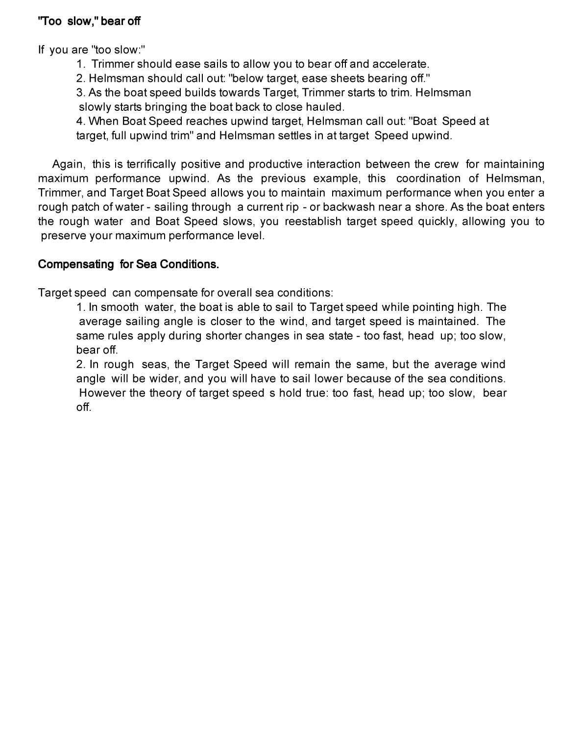 Using Target Boat Speed