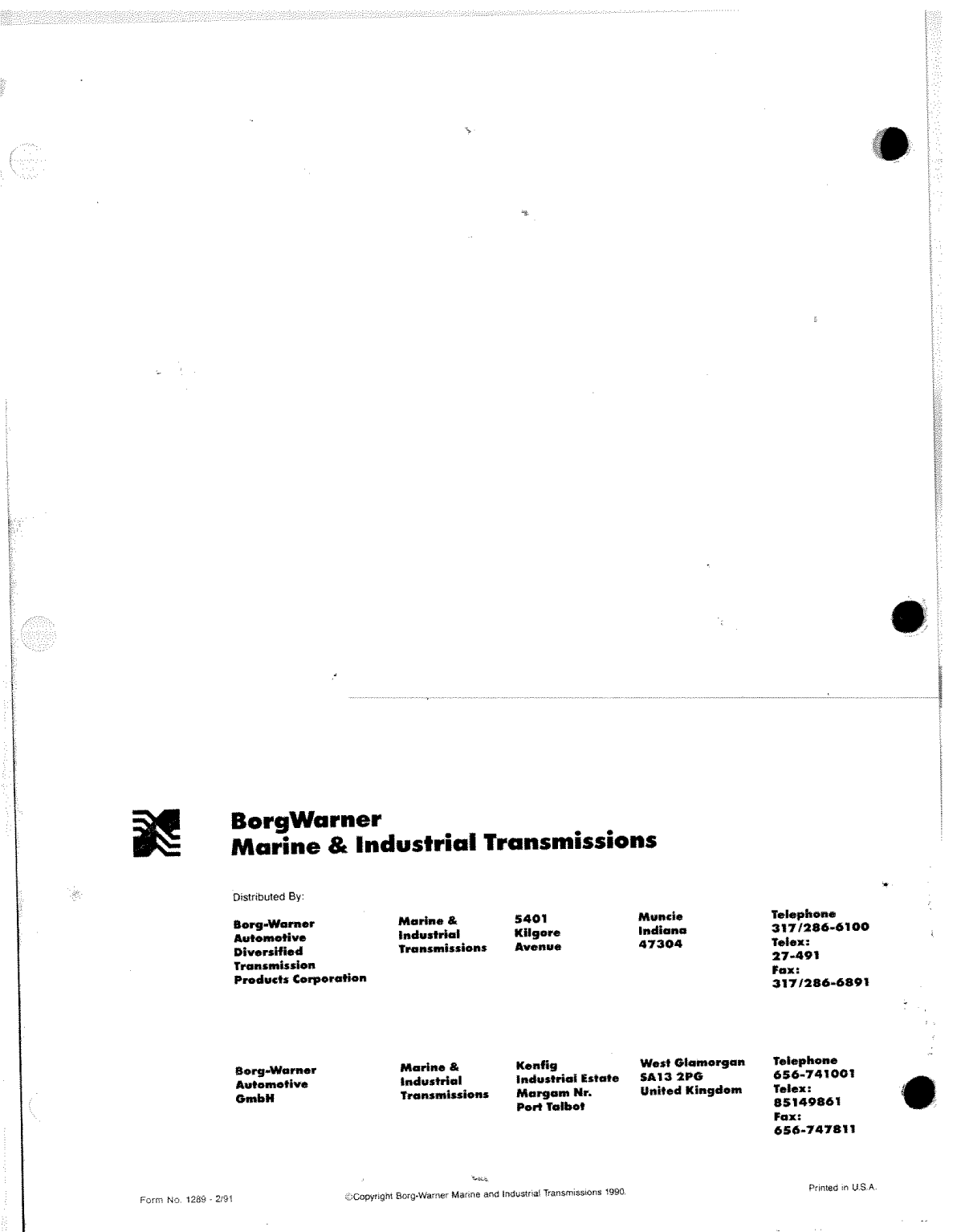 Borg Warner 71c 72c Transmission Manual