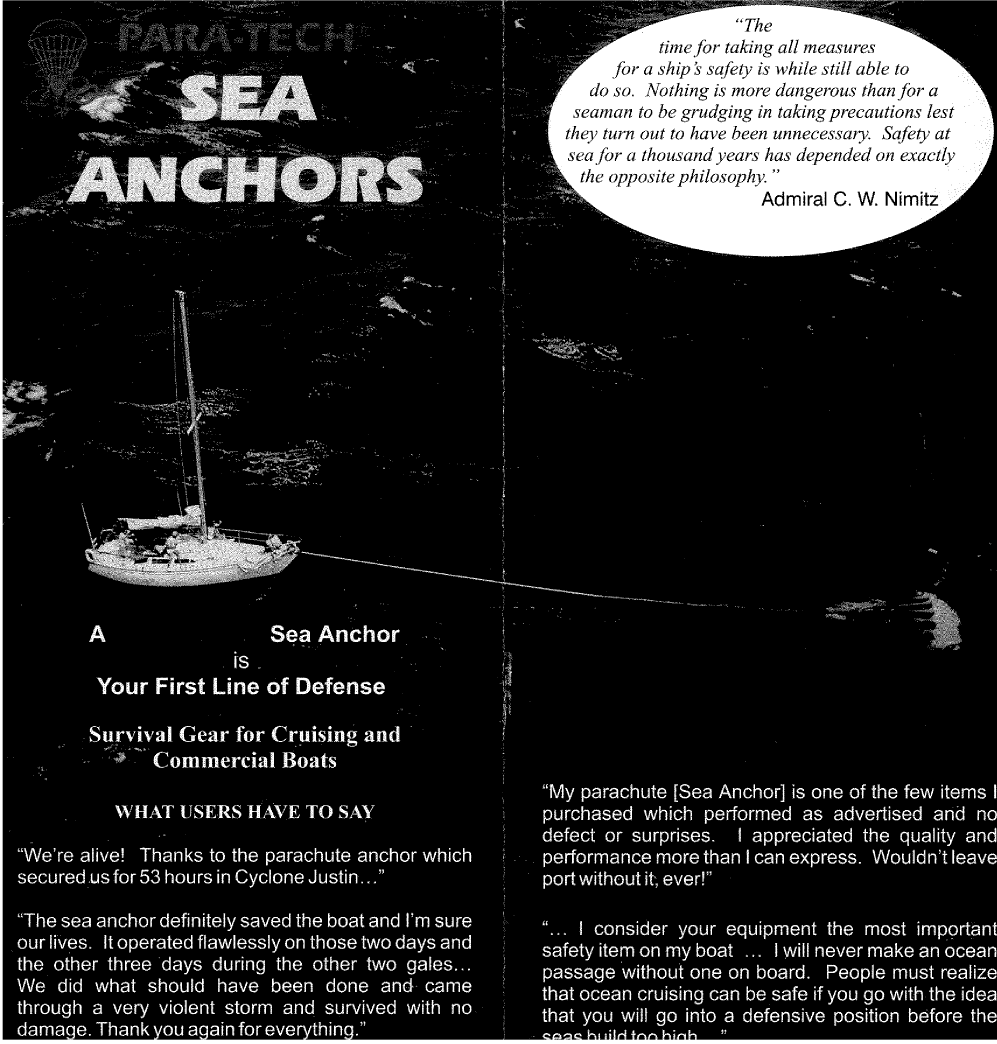 Para Tech Sea Anchor Parachute Brochure