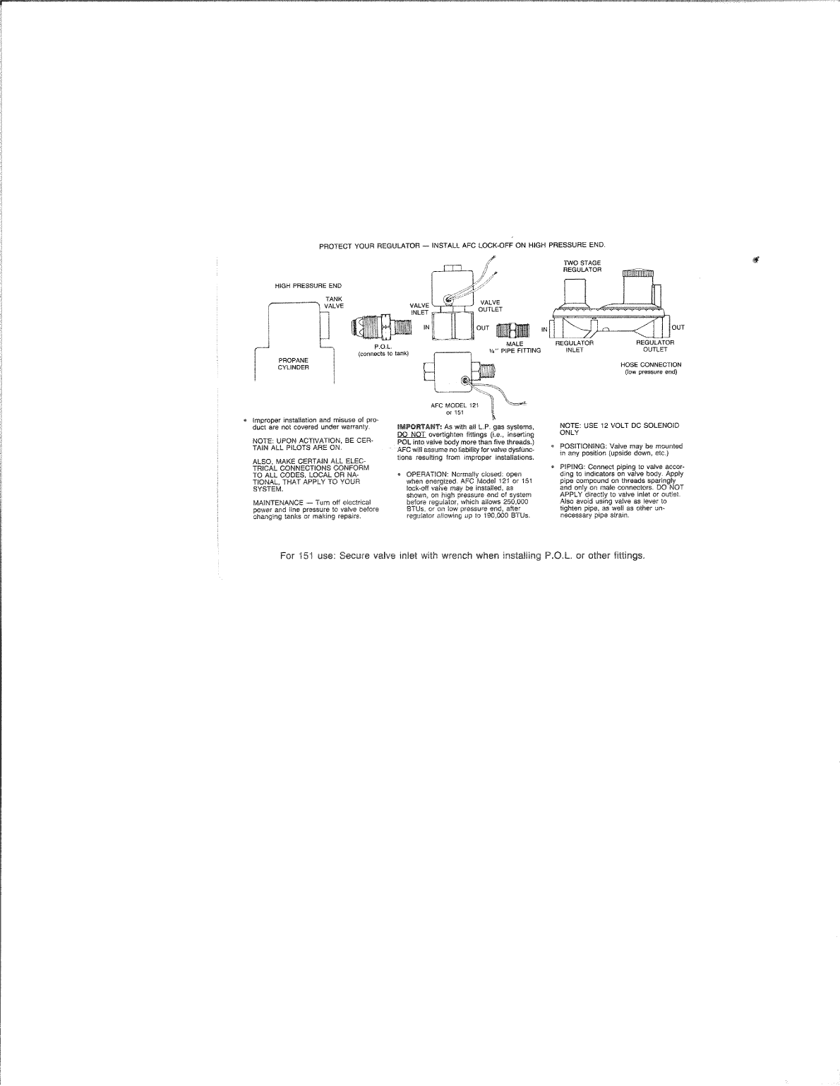 ' Propane Solenoid Valve Instructions'