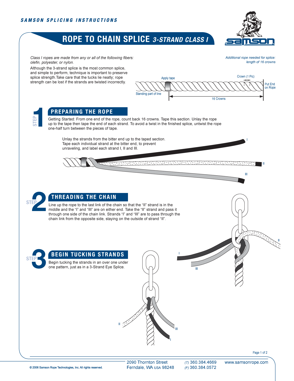 Class 1 3 Strand Rope To Chain Splice