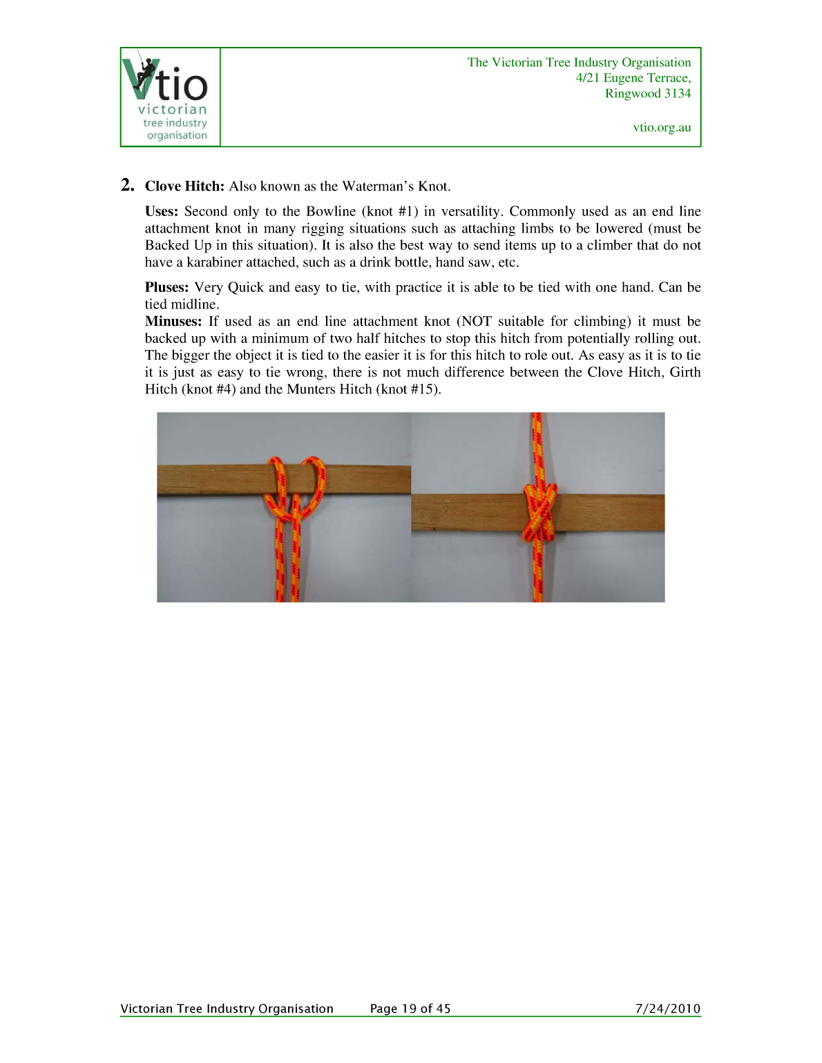 Knots for Arboriculture