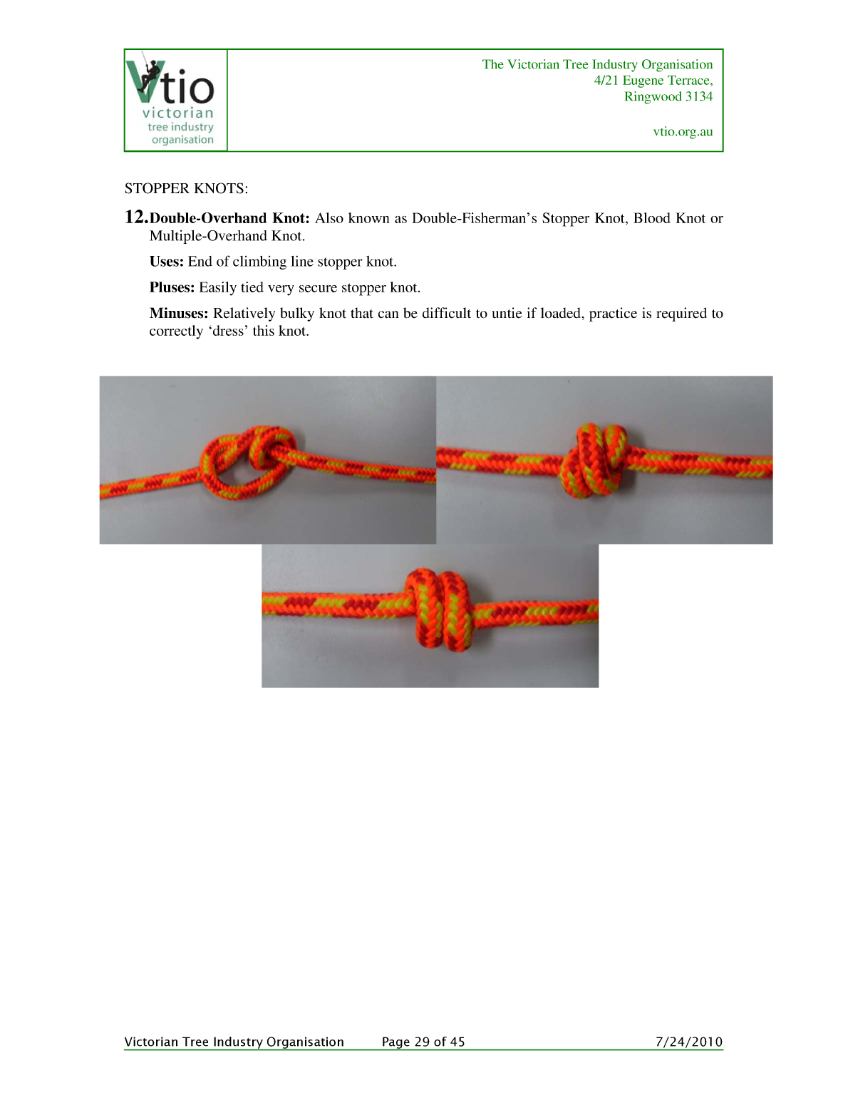 Knots for Arboriculture