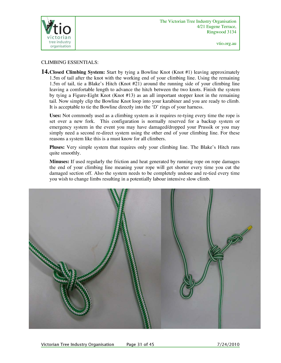 Knots for Arboriculture