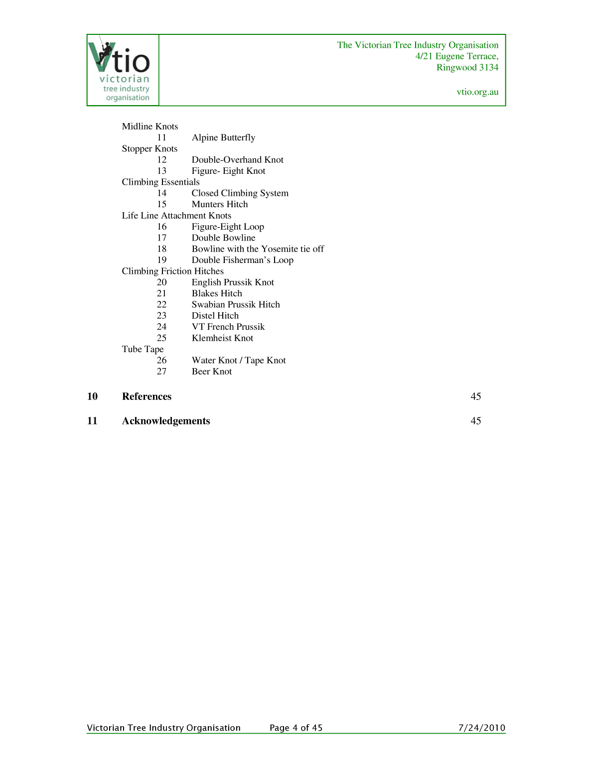 Knots for Arboriculture