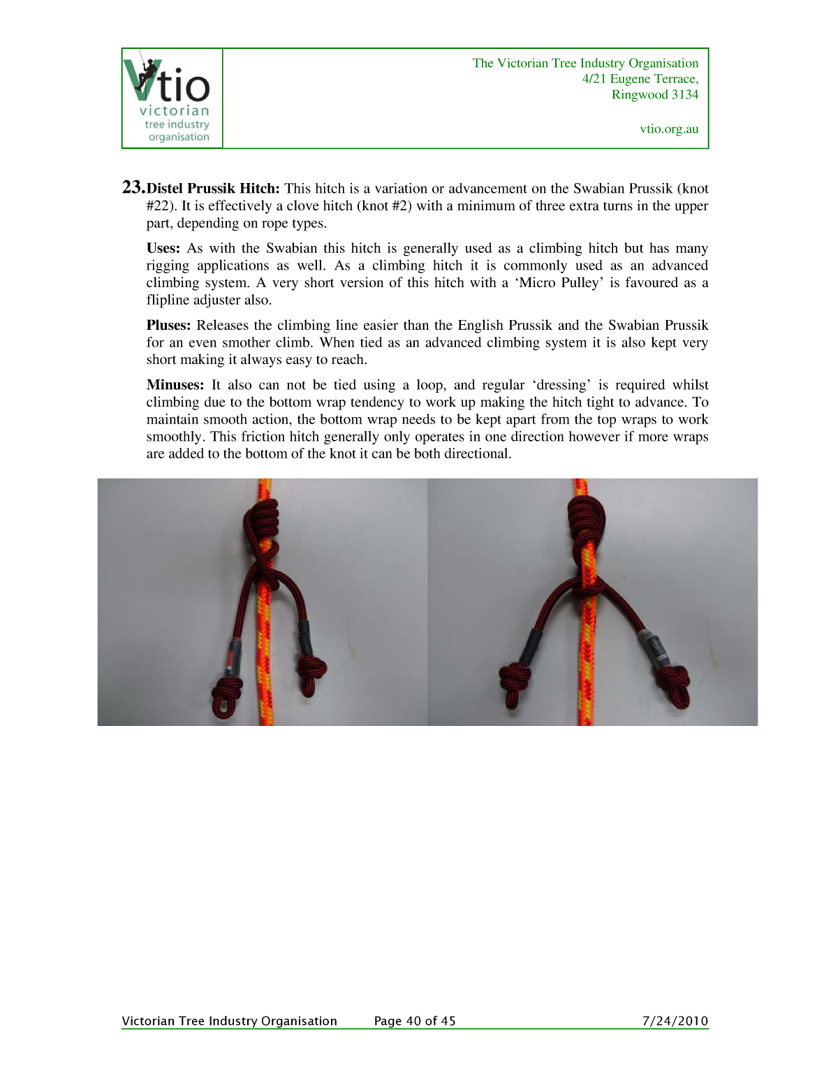 Knots for Arboriculture