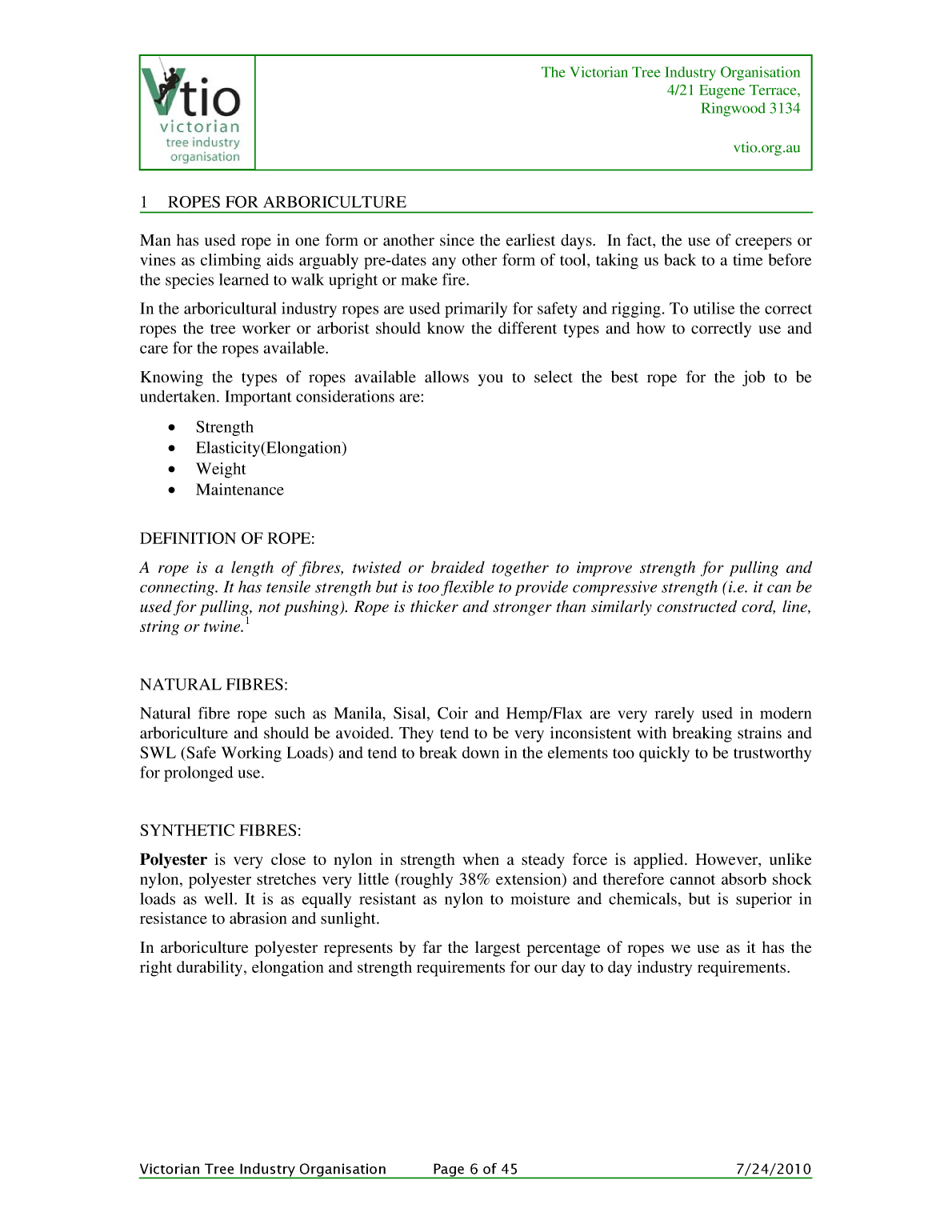 Knots for Arboriculture