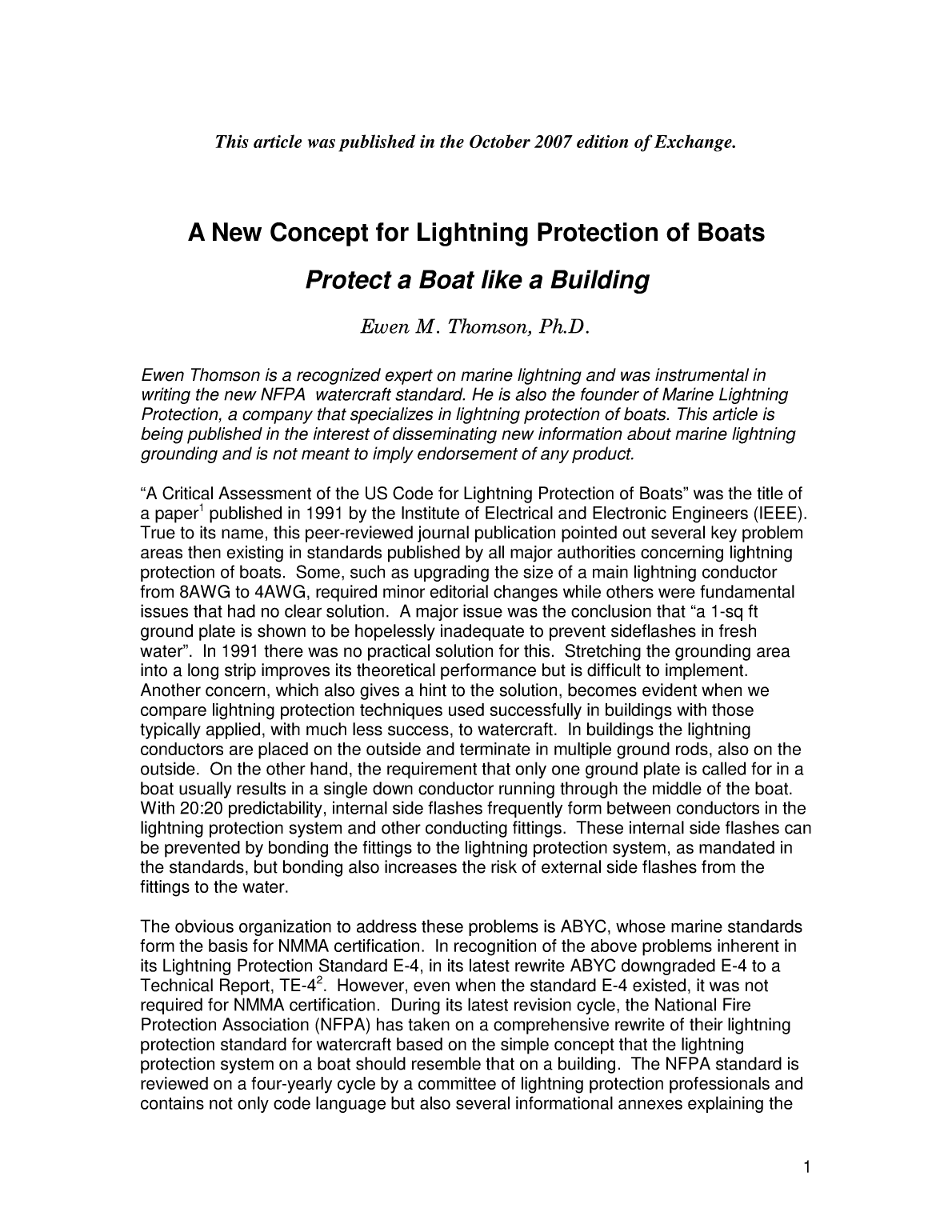 A New Concept For Lightning Protection