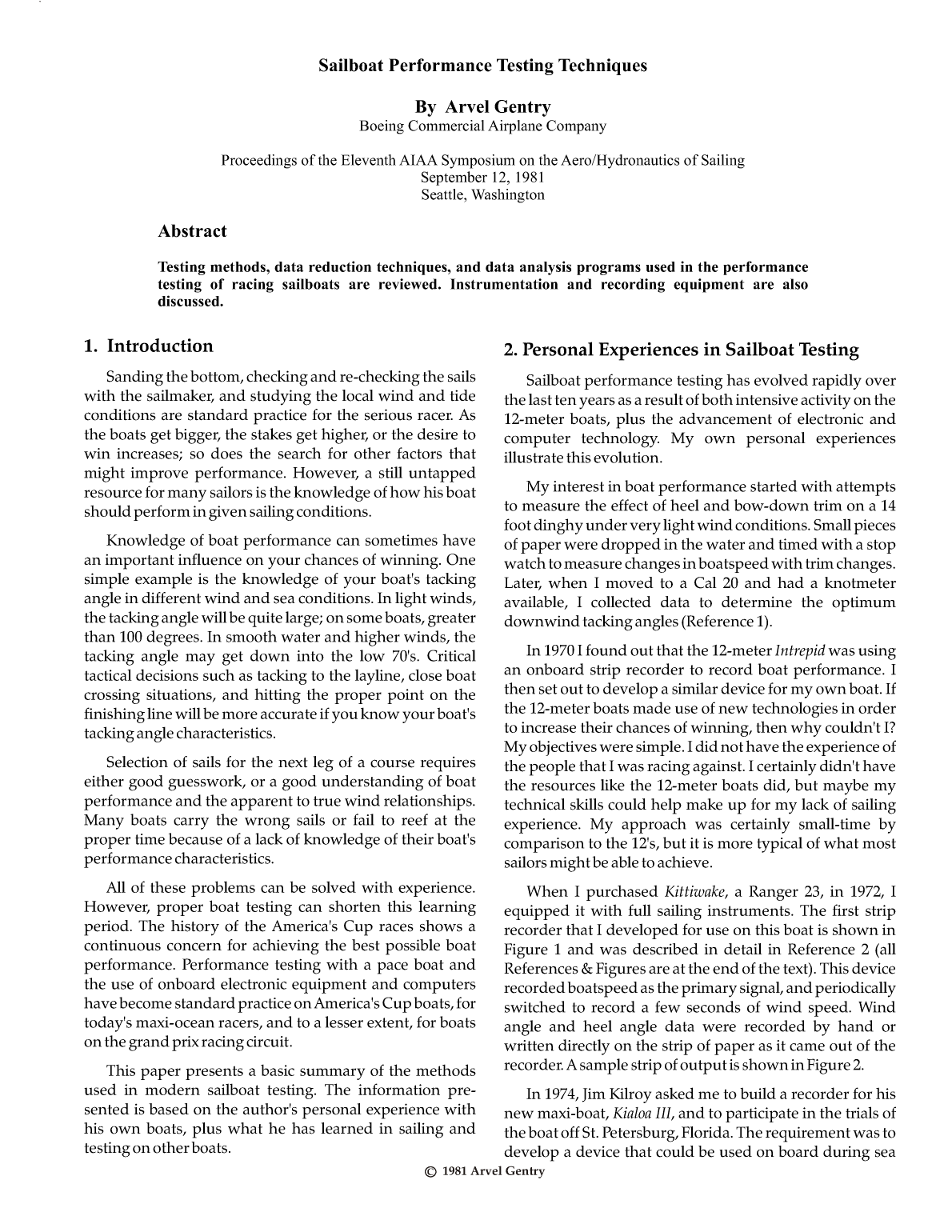 Sailboat Performance Testing Techniques