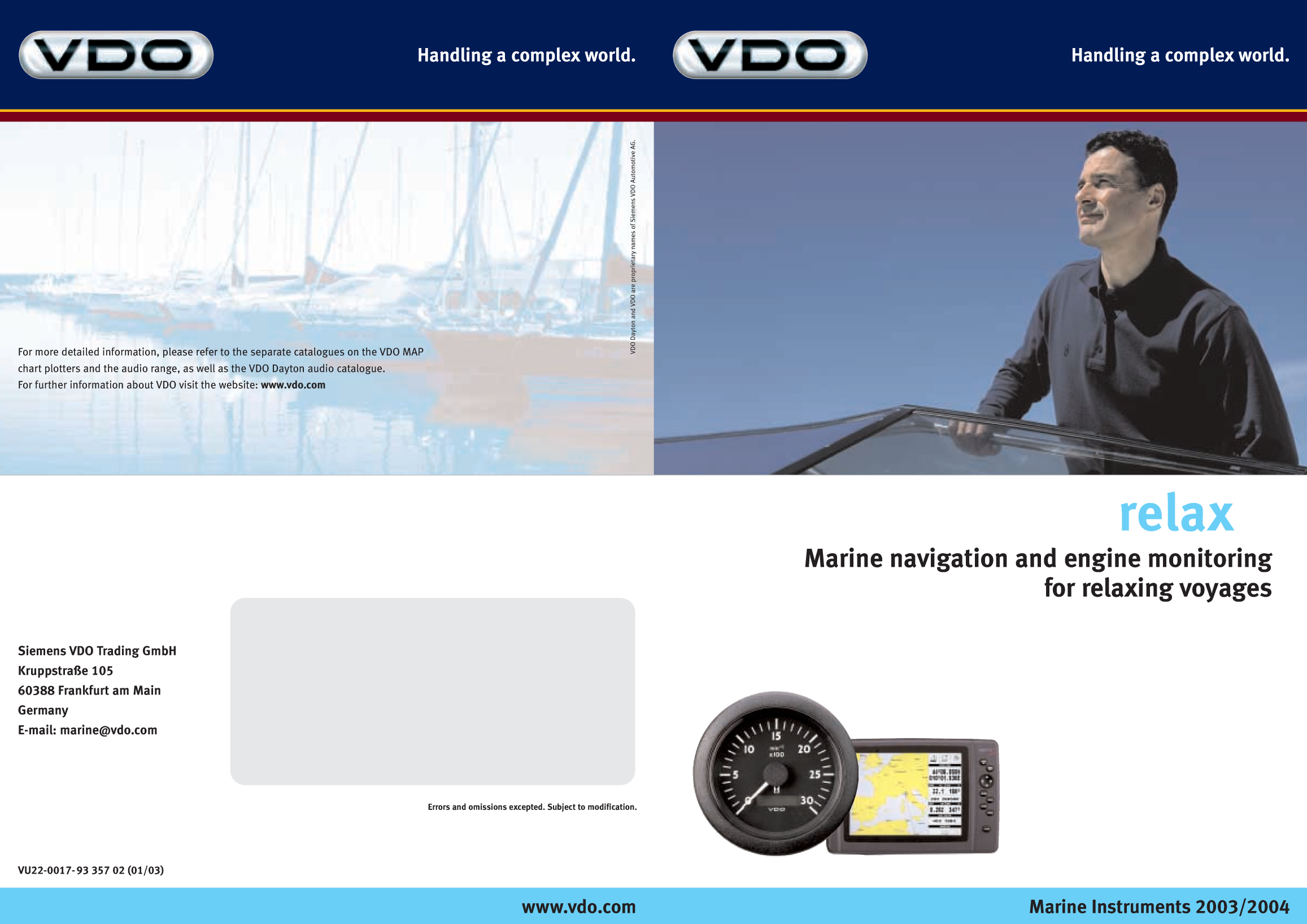 Accessoires Vdo 8363 Brochure Marine Instruments 2003 2004 Uk Final