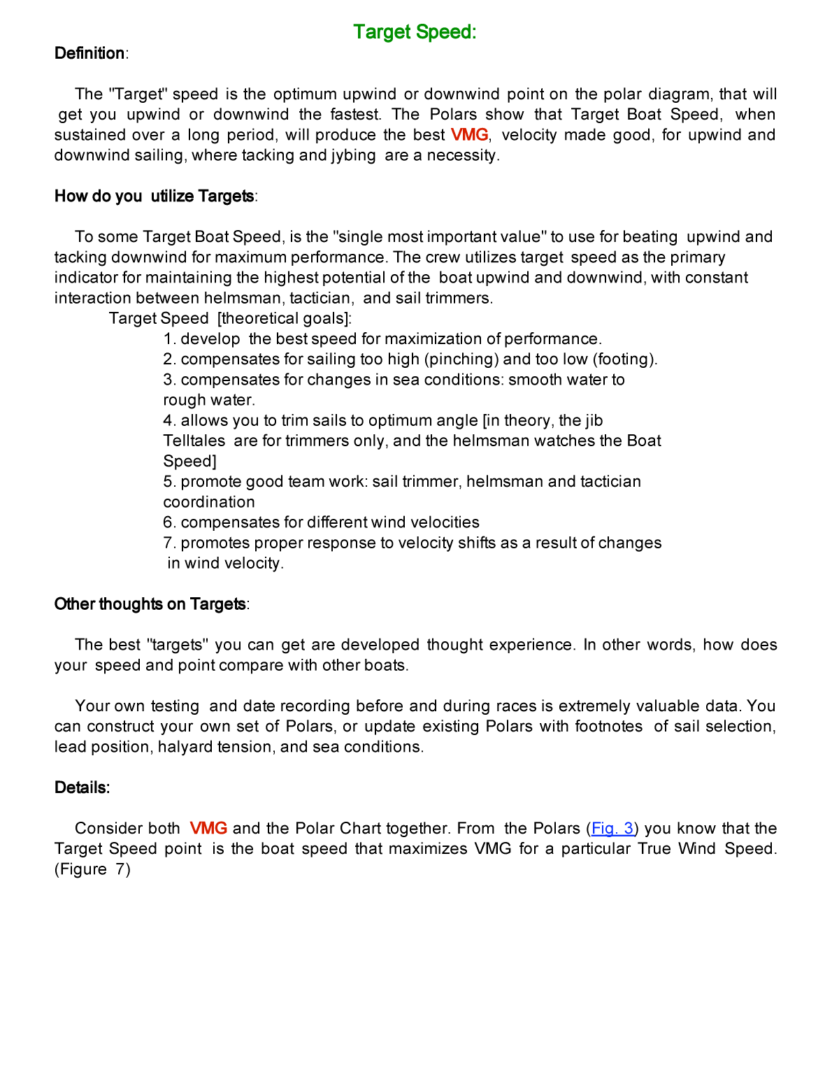 Using Target Boat Speed