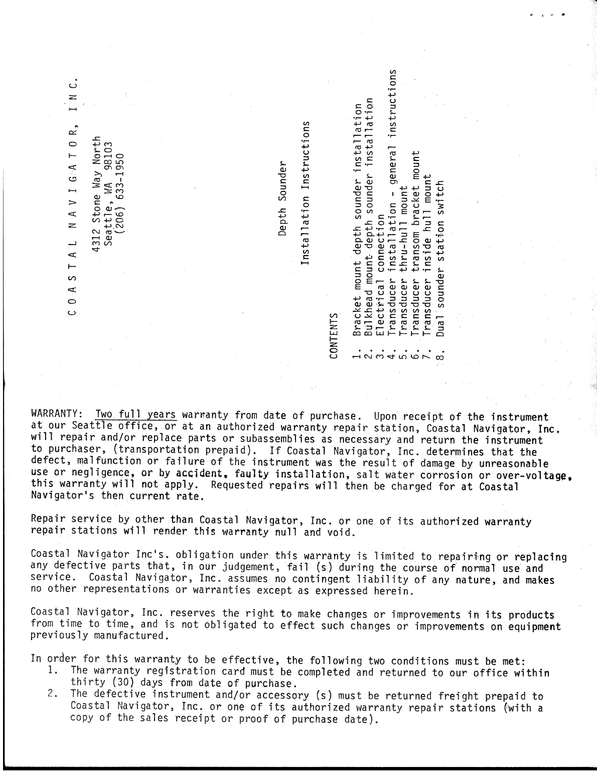 Coastal Navigator Depth Sounder Installation
