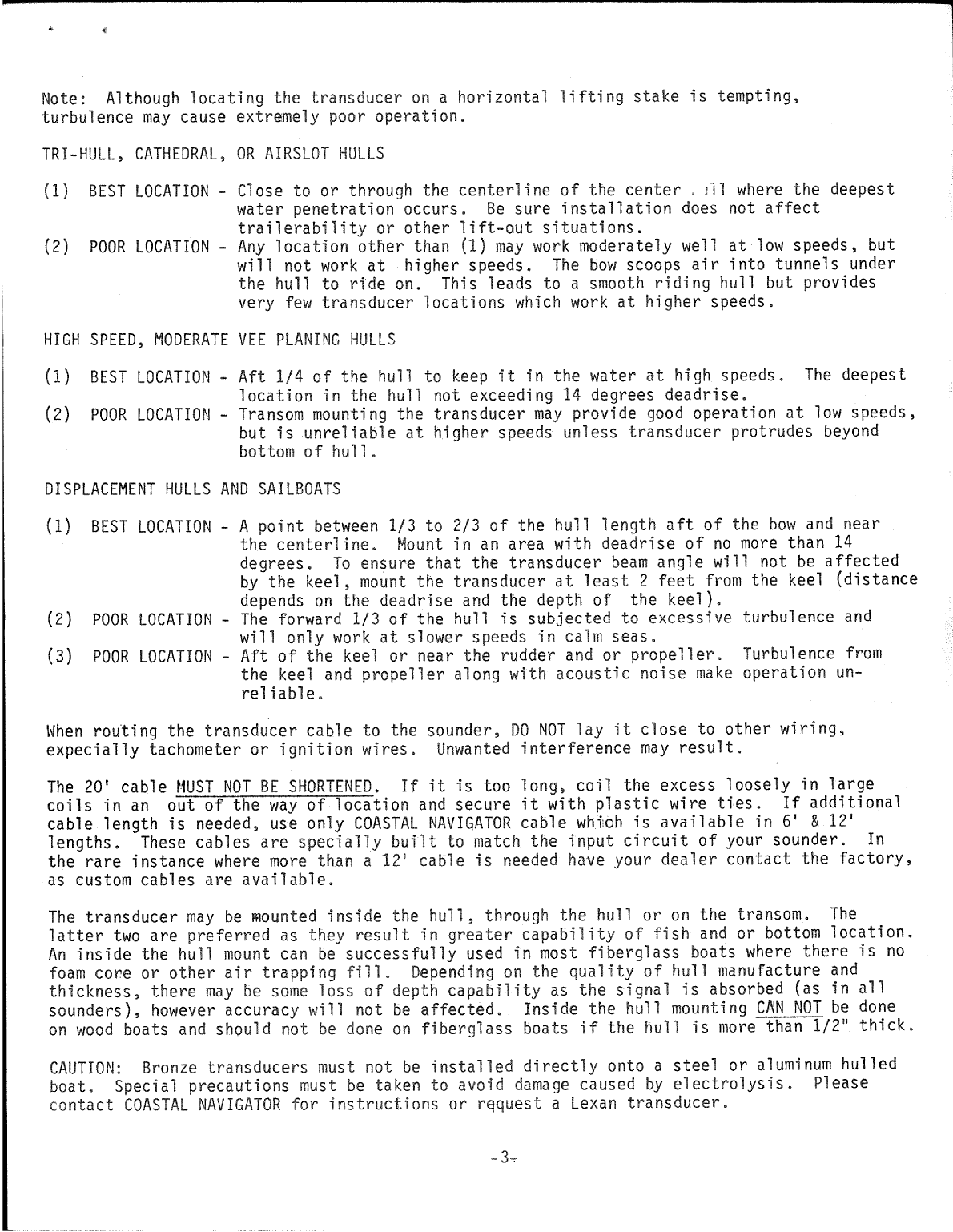 Coastal Navigator Depth Sounder Installation