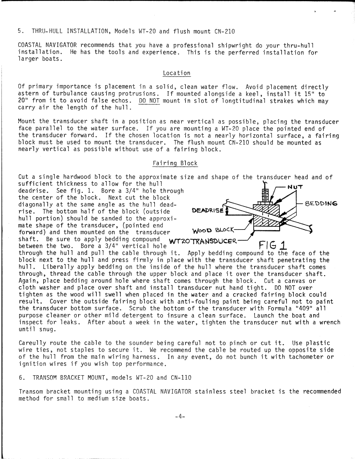 Coastal Navigator Depth Sounder Installation