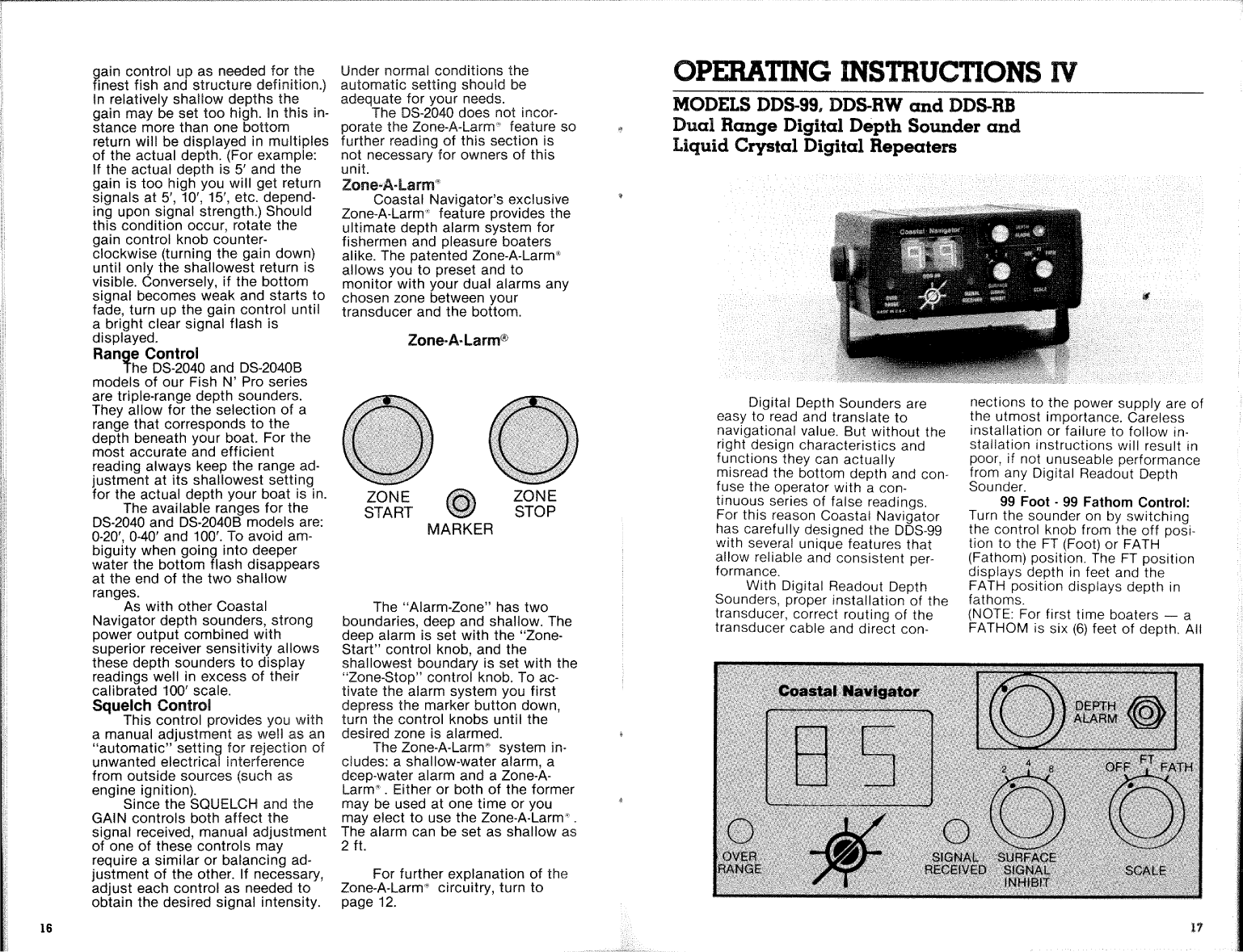 Coastal Navigator Depth Sounder Operation Manual