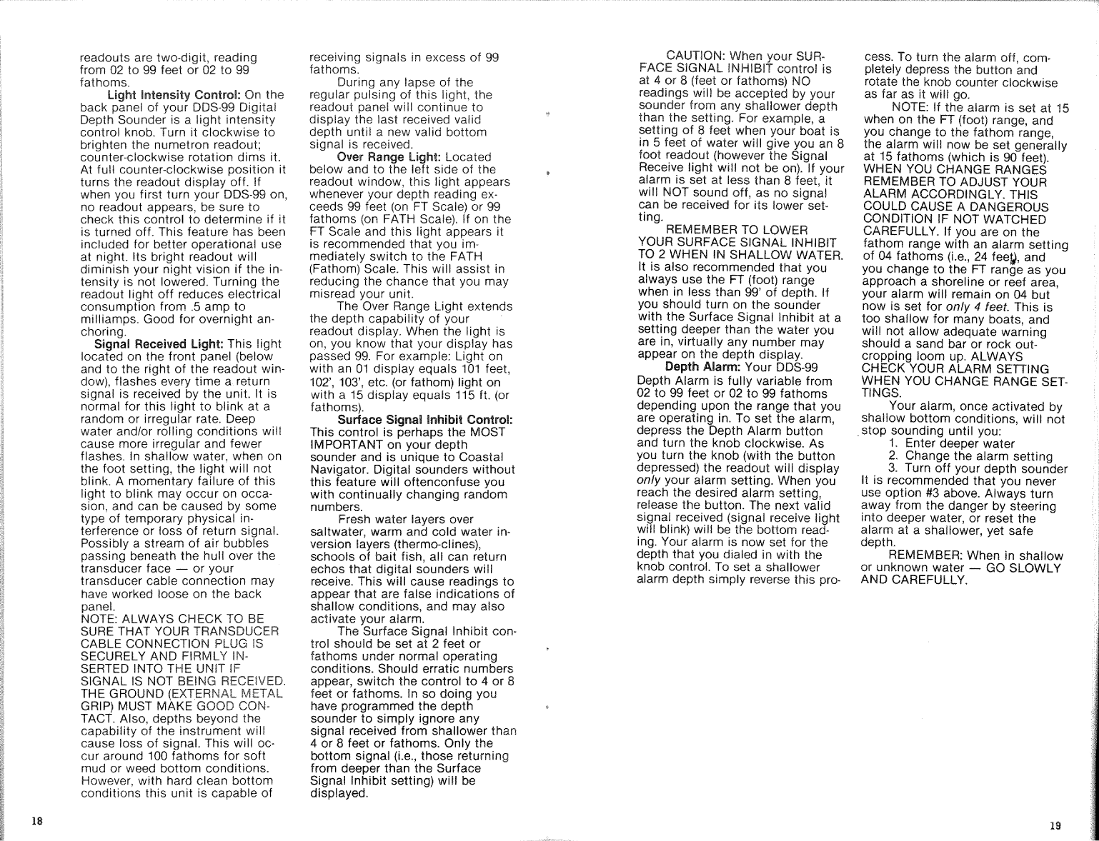 Coastal Navigator Depth Sounder Operation Manual