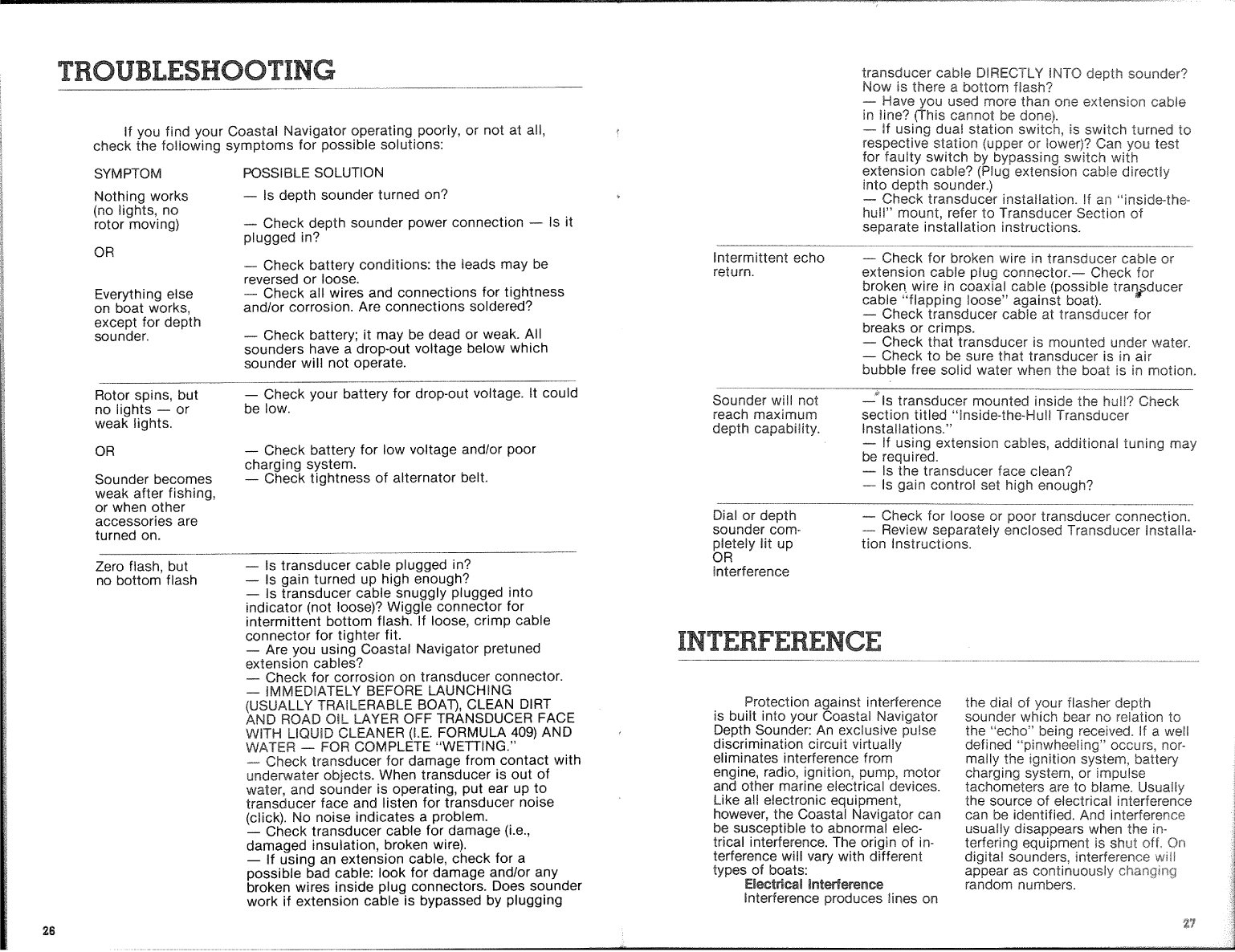 Coastal Navigator Depth Sounder Operation Manual