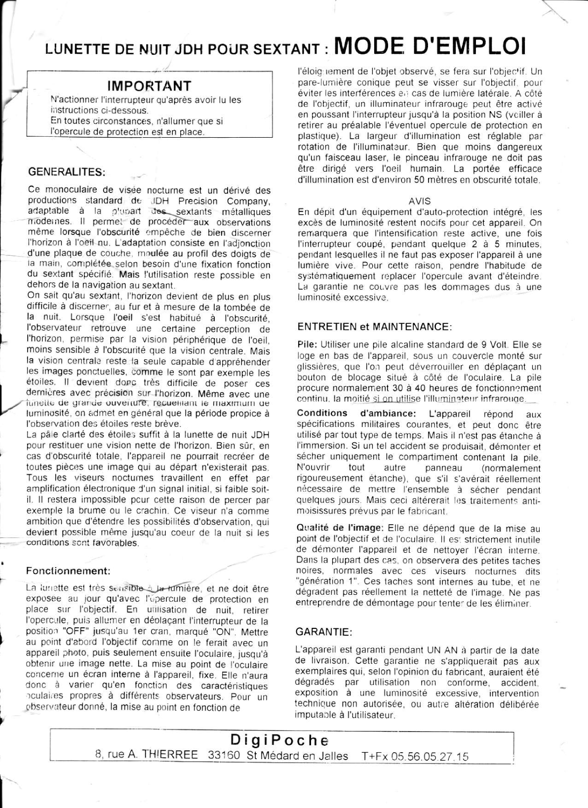 ' Digipoche: Lunette De Nuit jdh Amplificateur De Lumi