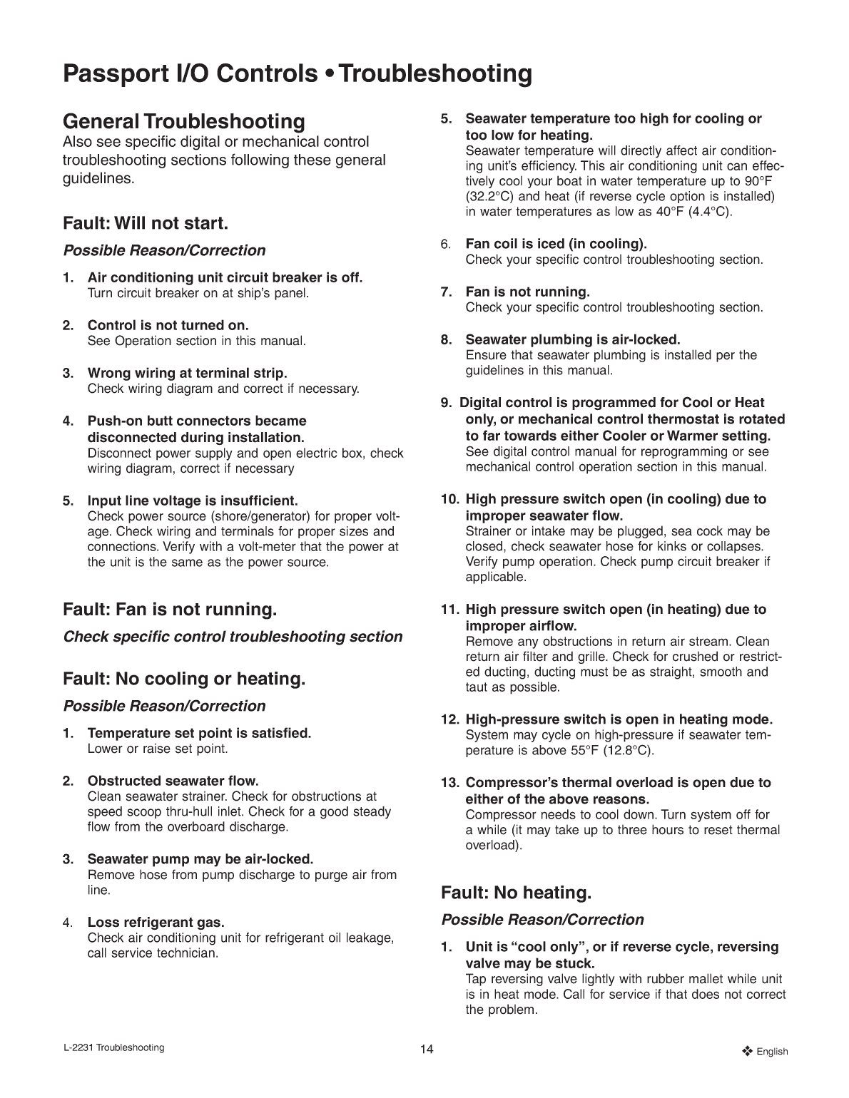 Dometic 2231 Marine Air Passport Control Operation Manual 21429