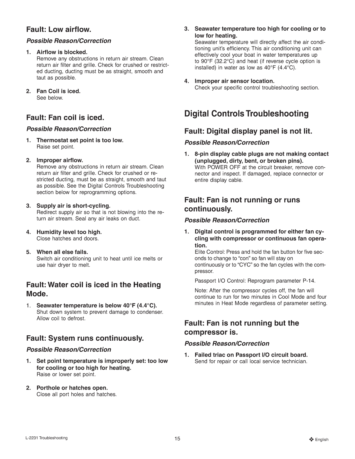 Dometic 2231 Marine Air Passport Control Operation Manual 21429