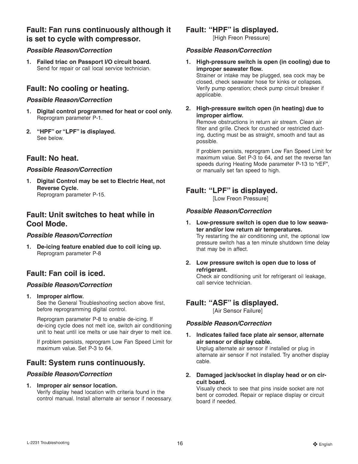 Dometic 2231 Marine Air Passport Control Operation Manual 21429