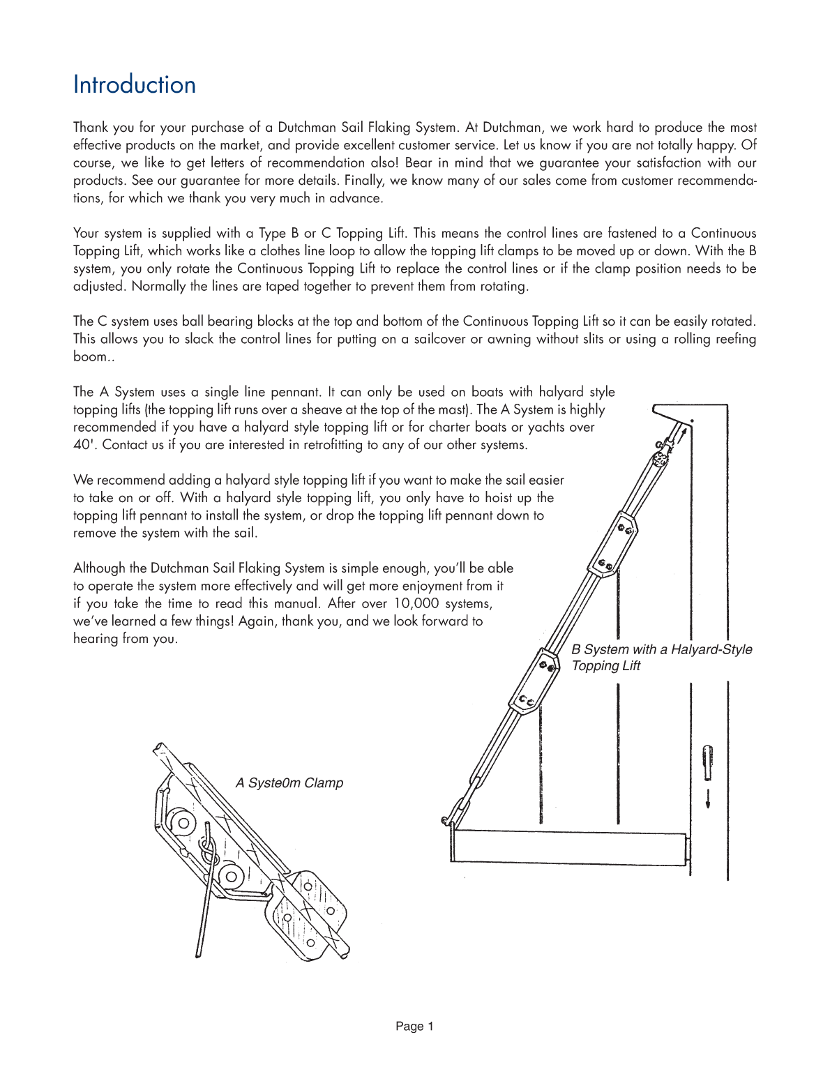 Dutchman Sail Storage System Manual