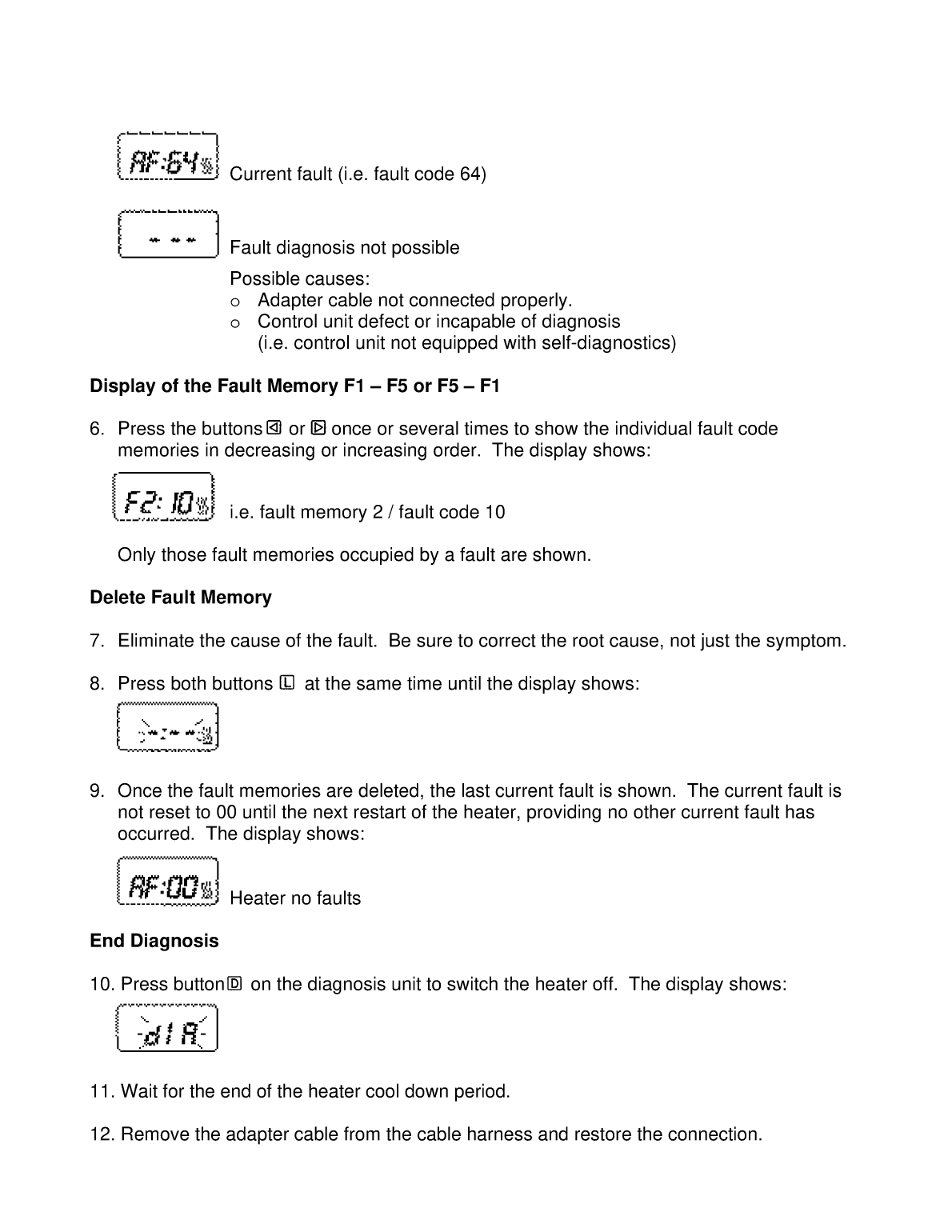 Eberspacher: Diagnosticinstruction Ca1 05 020 Diagnostic Unit