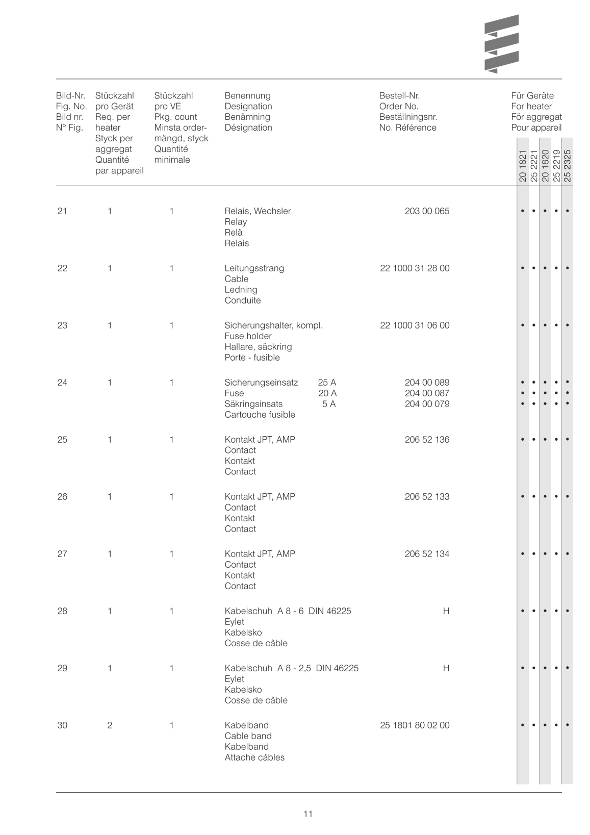 Hydronic 4 5 parts 2219 2325