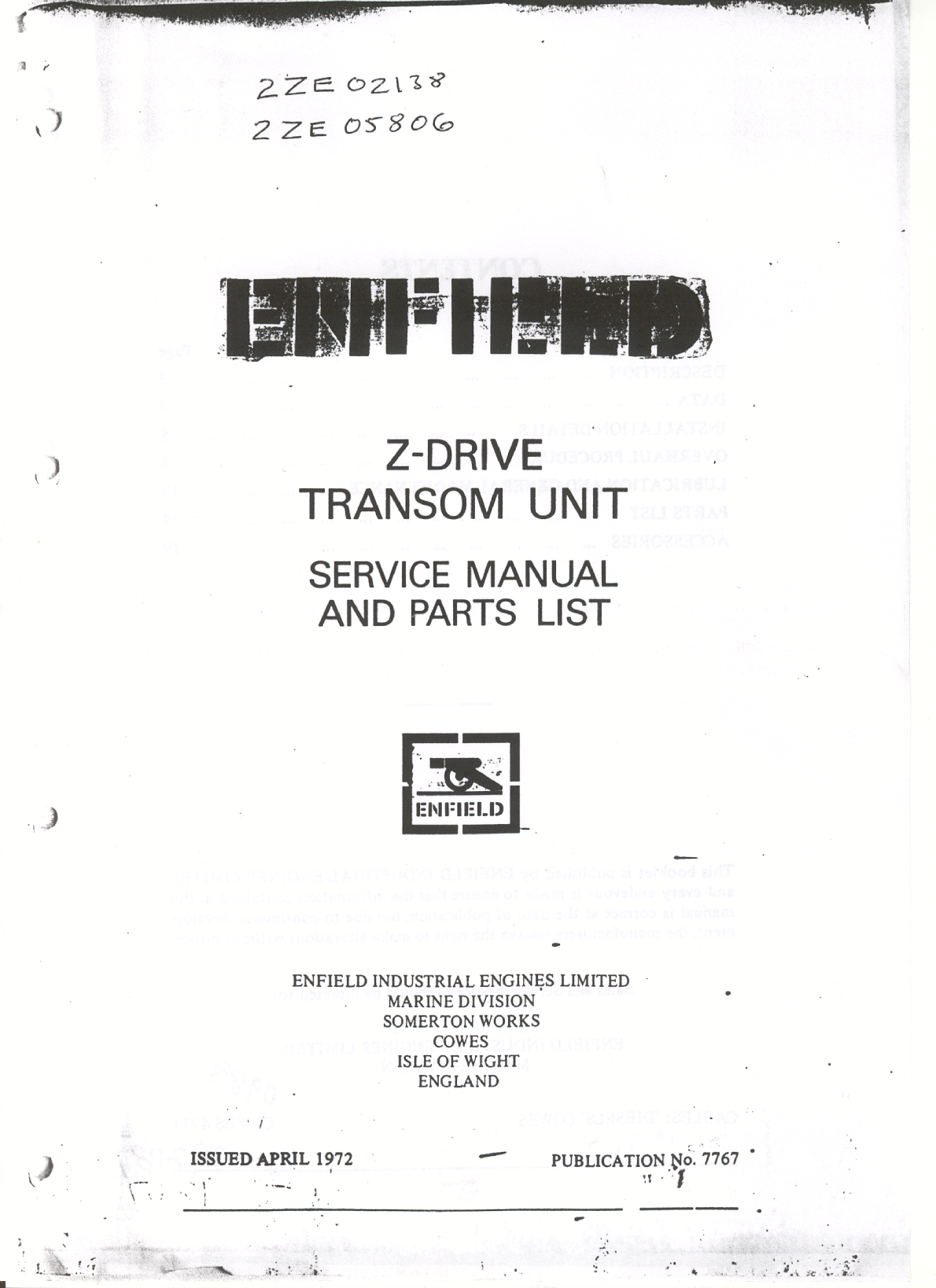 Enfield Outdrive Workshop Manual