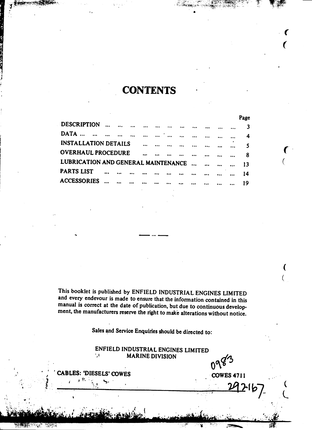 Enfield Outdrive Workshop Manual