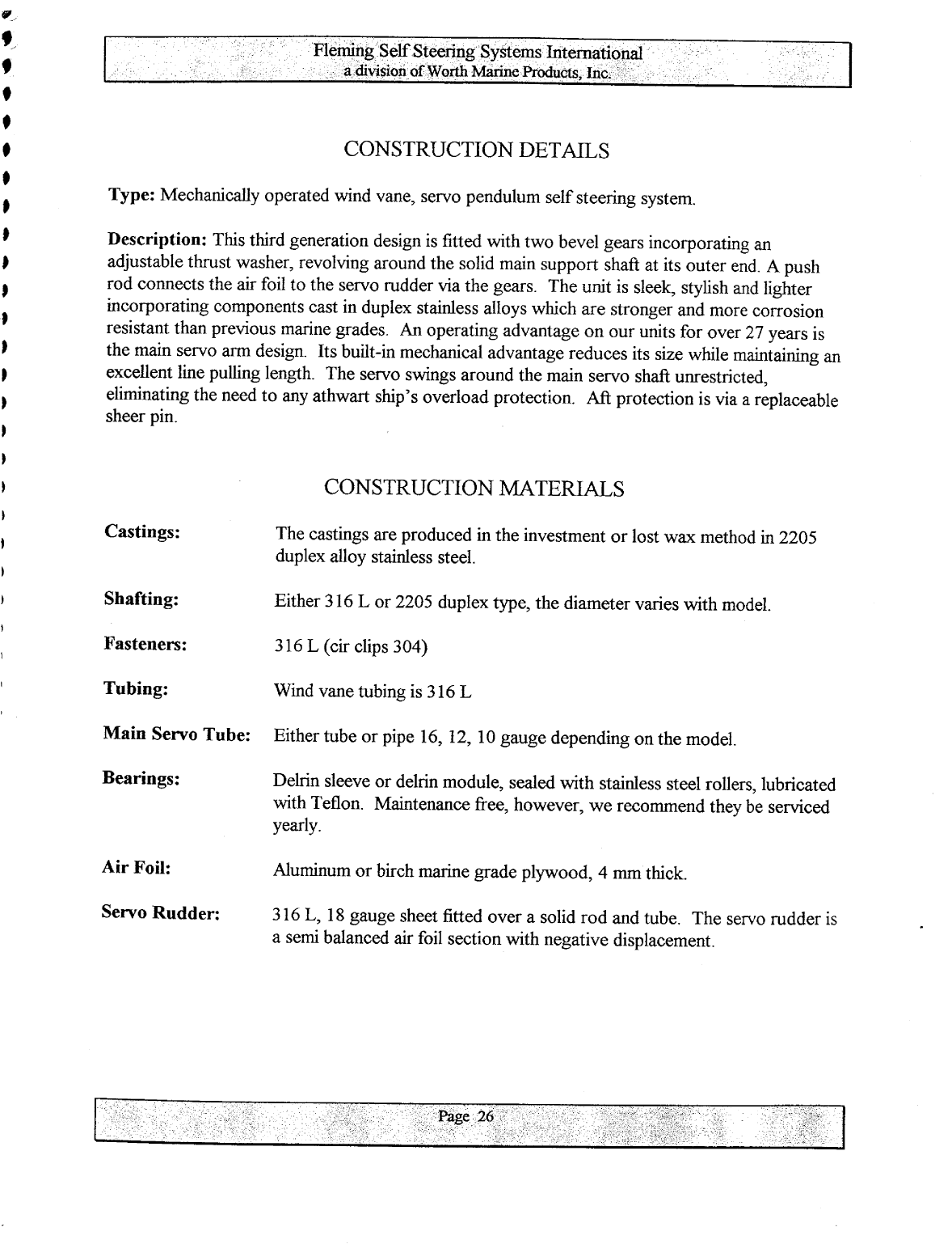 Fleming Self Steering Manual