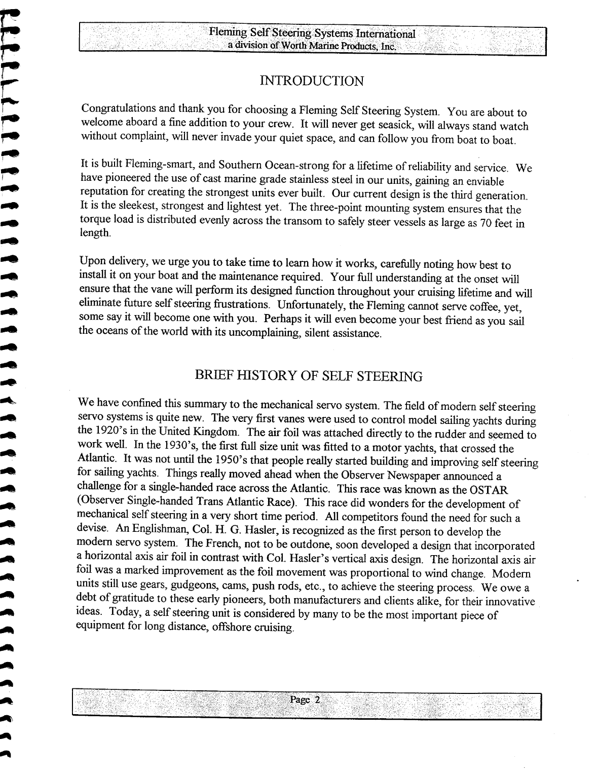 Fleming Self Steering Manual