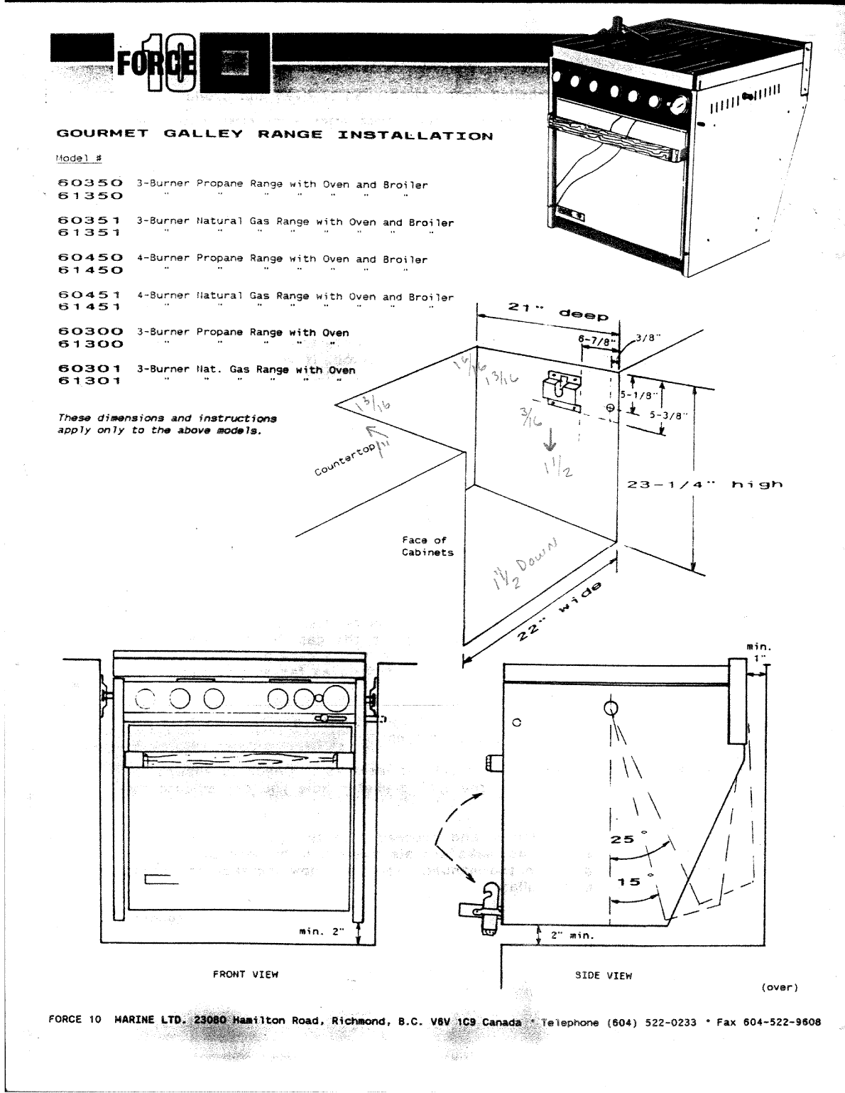 Force 10 Stove Installation