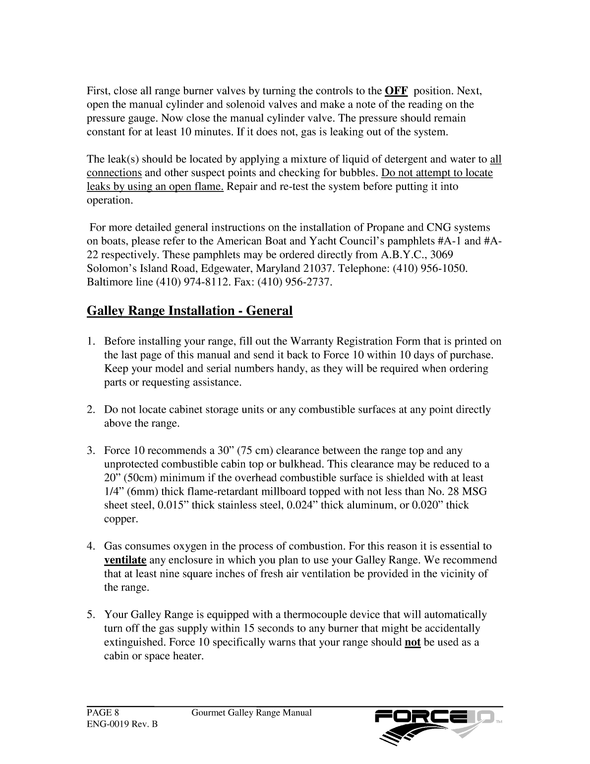 Force 10 Stove Manual eng 0019 Rev b