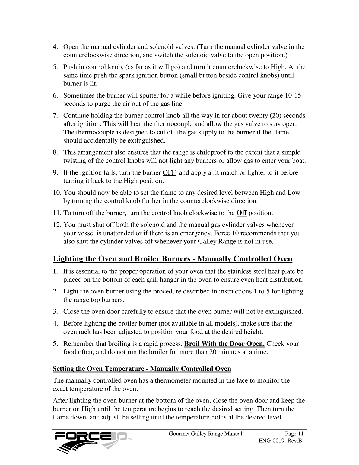 Force 10 Stove Manual eng 0019 Rev b
