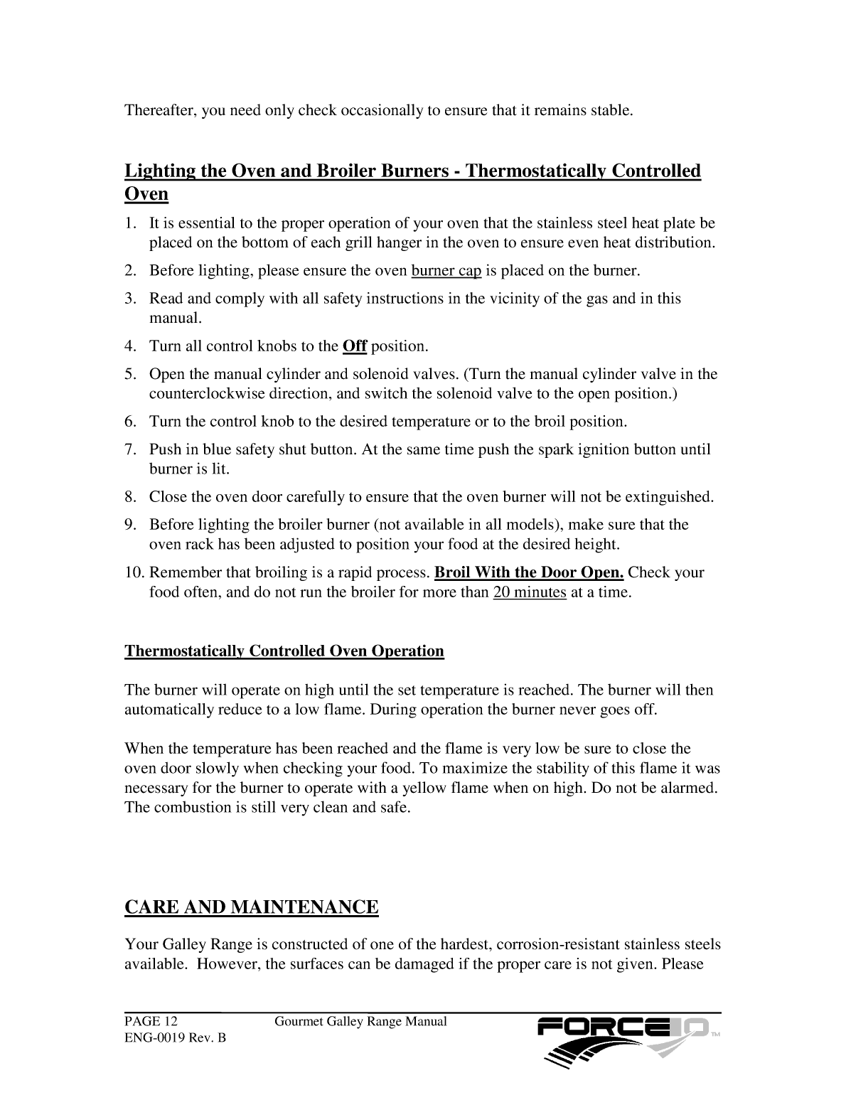 Force 10 Stove Manual eng 0019 Rev b