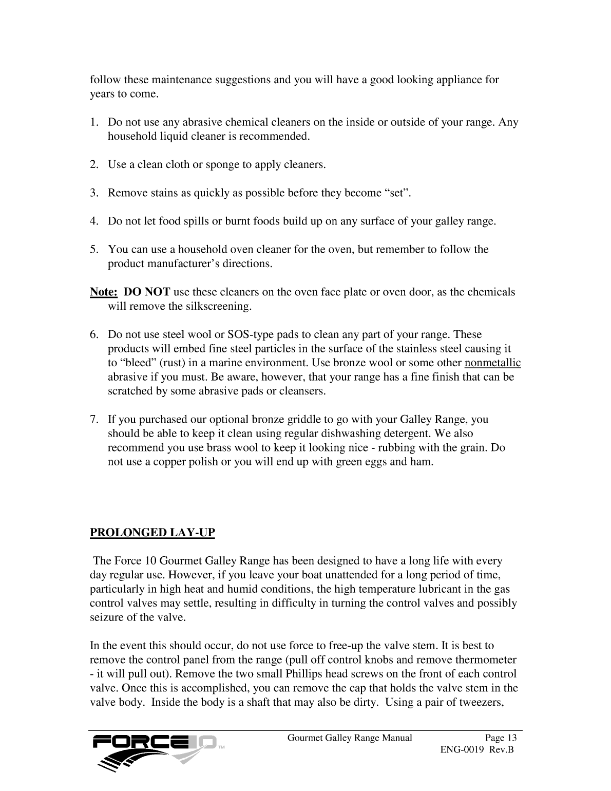 Force 10 Stove Manual eng 0019 Rev b
